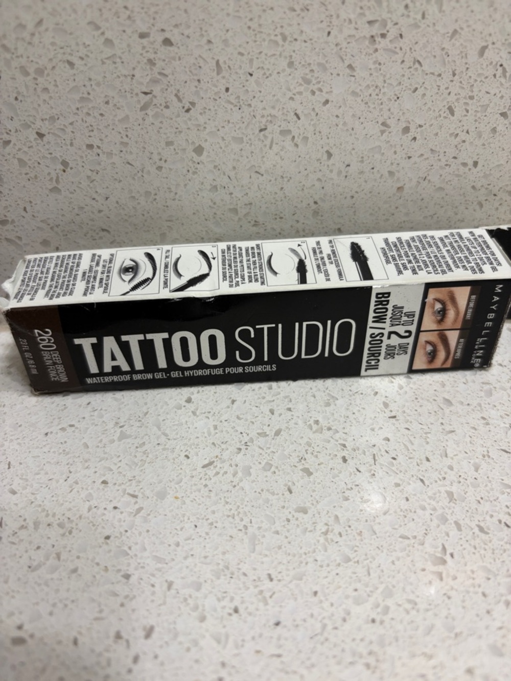 Maybelline Tattoo Studio Waterproof Brow Gel - Black and Brown Packaging